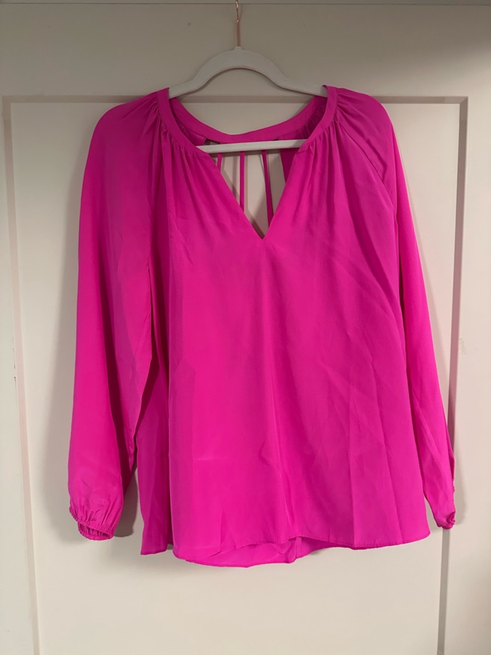 Lilly Pulitzer Bright Fuchsia V-Neck Long-Sleeve Blouse